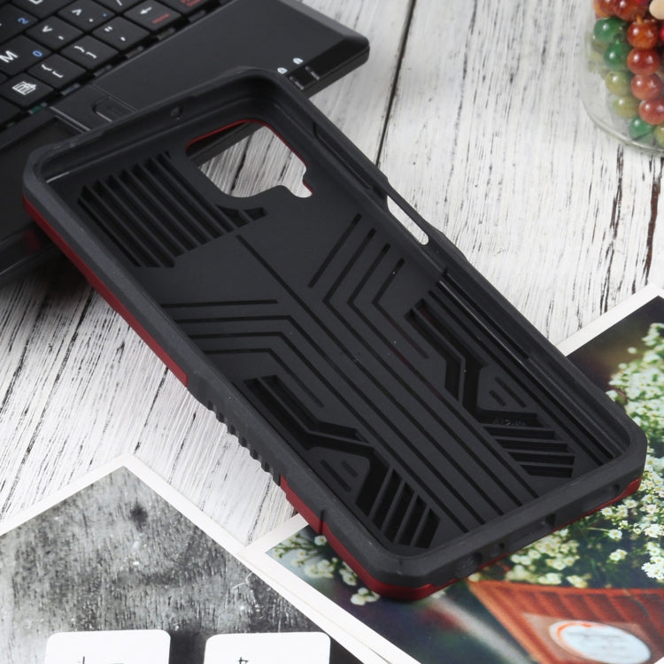 For Samsung Galaxy A12 / M12 Vanguard Warrior All Inclusive Double-color Shockproof TPU + PC Protective Case with Holder