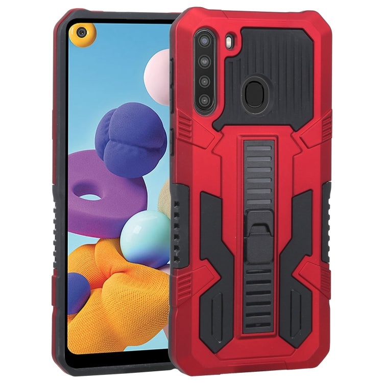 For Samsung Galaxy A21 Vanguard Warrior All Inclusive Double-color Shockproof TPU + PC Protective Case with Holder