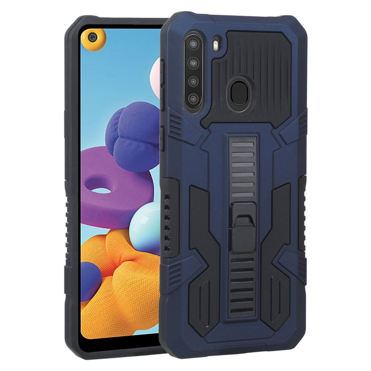 For Samsung Galaxy A21 Vanguard Warrior All Inclusive Double-color Shockproof TPU + PC Protective Case with Holder