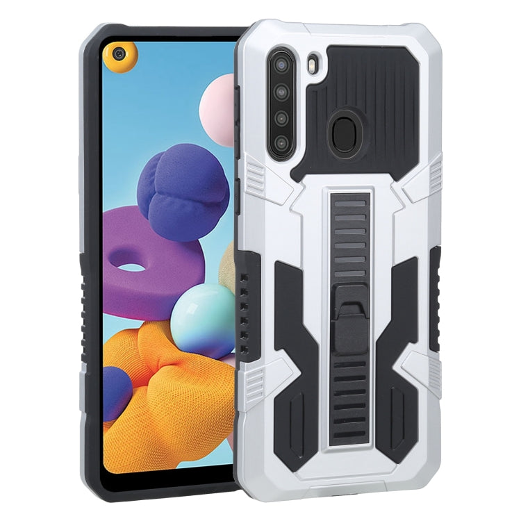 For Samsung Galaxy A21 US Version Vanguard Warrior All Inclusive Double-color Shockproof TPU + PC Protective Case with Holder