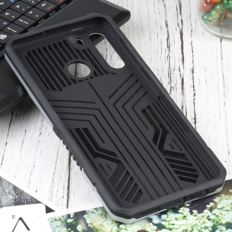 For Samsung Galaxy A21 US Version Vanguard Warrior All Inclusive Double-color Shockproof TPU + PC Protective Case with Holder