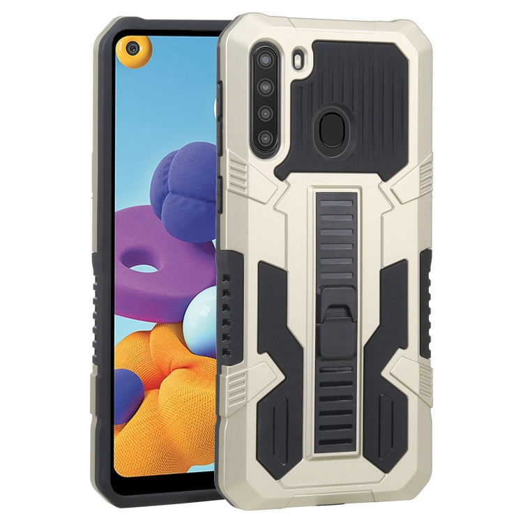 For Samsung Galaxy A21 US Version Vanguard Warrior All Inclusive Double-color Shockproof TPU + PC Protective Case with Holder