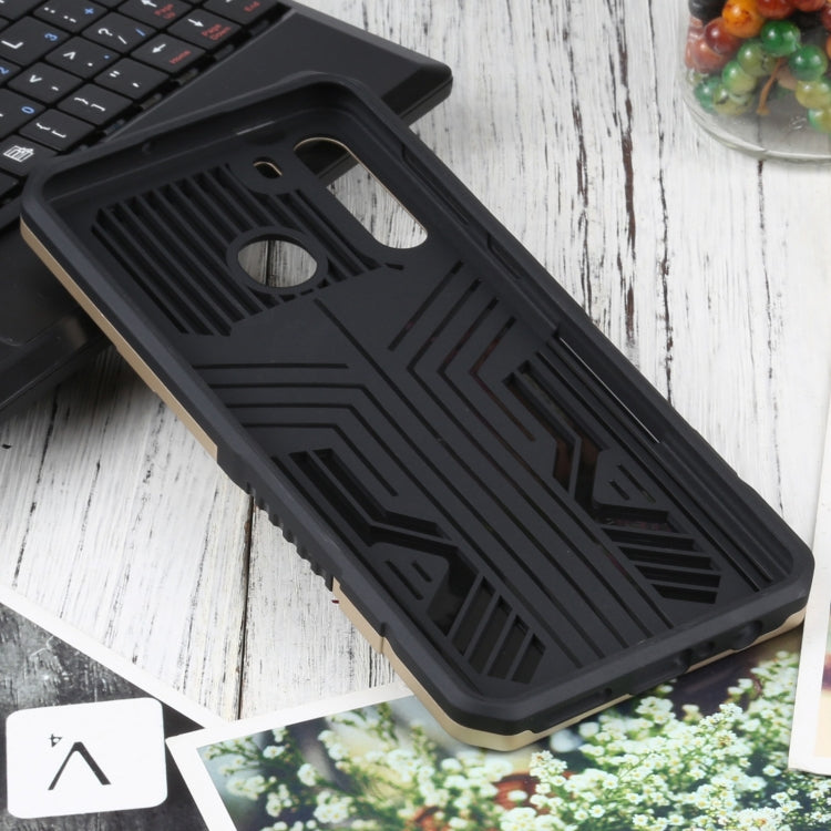 For Samsung Galaxy A21 US Version Vanguard Warrior All Inclusive Double-color Shockproof TPU + PC Protective Case with Holder