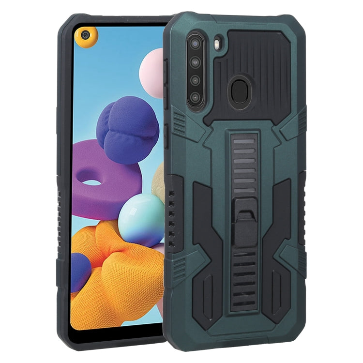 For Samsung Galaxy A21 US Version Vanguard Warrior All Inclusive Double-color Shockproof TPU + PC Protective Case with Holder