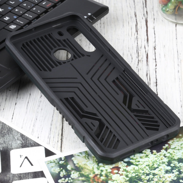 For Samsung Galaxy A21 US Version Vanguard Warrior All Inclusive Double-color Shockproof TPU + PC Protective Case with Holder