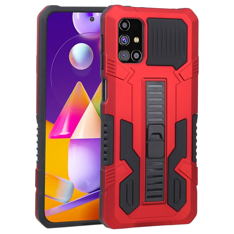 For Samsung Galaxy M31s Vanguard Warrior All Inclusive Double-color Shockproof TPU + PC Protective Case with Holder