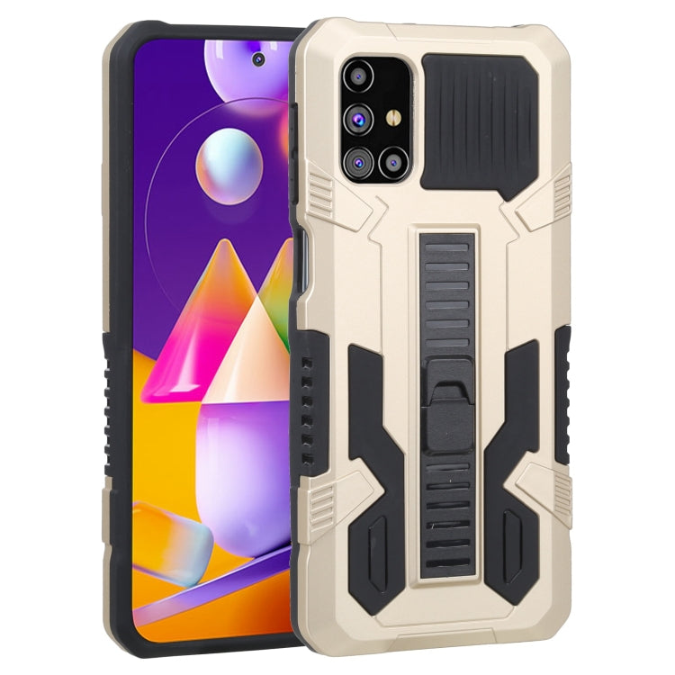 For Samsung Galaxy M31s Vanguard Warrior All Inclusive Double-color Shockproof TPU + PC Protective Case with Holder