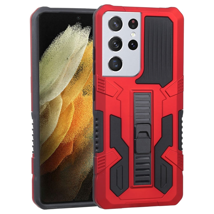 For Samsung Galaxy S21 Ultra 5G Vanguard Warrior All Inclusive Double-color Shockproof TPU + PC Protective Case with Holder