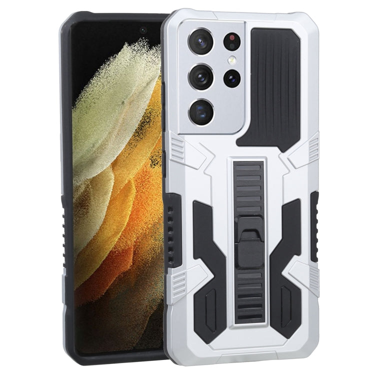 For Samsung Galaxy S21 Ultra 5G Vanguard Warrior All Inclusive Double-color Shockproof TPU + PC Protective Case with Holder