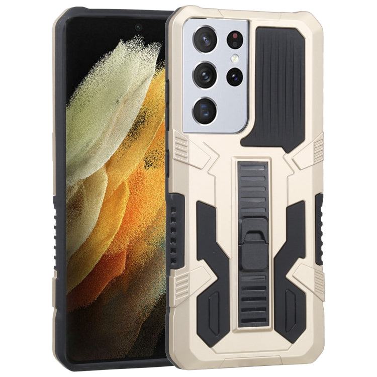 For Samsung Galaxy S21 Ultra 5G Vanguard Warrior All Inclusive Double-color Shockproof TPU + PC Protective Case with Holder