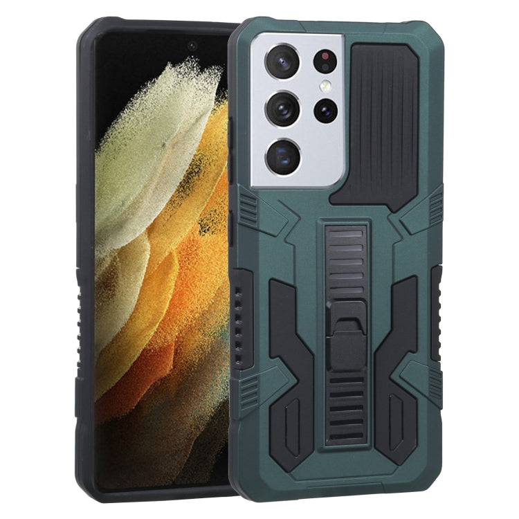 For Samsung Galaxy S21 Ultra 5G Vanguard Warrior All Inclusive Double-color Shockproof TPU + PC Protective Case with Holder