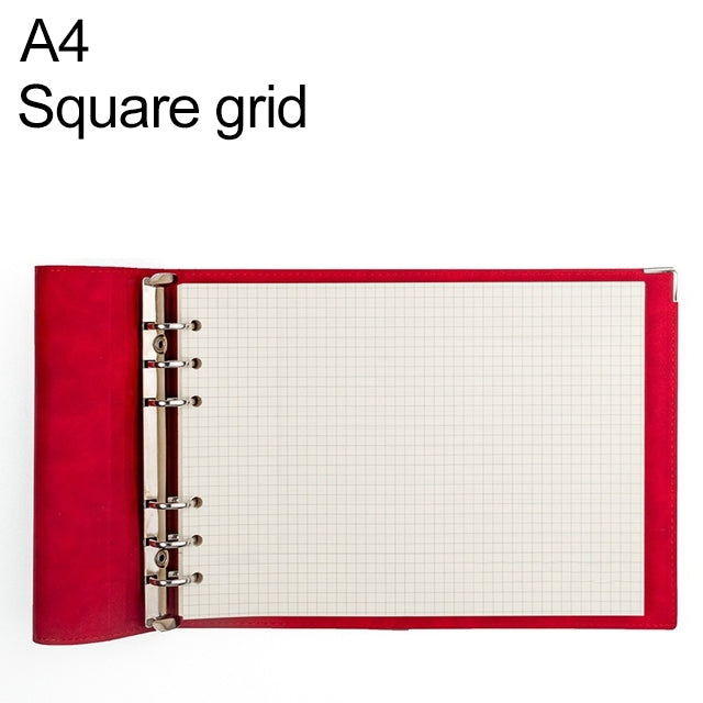 A4 Faux Leather Loose-leaf Grid Notebook, Style:Checkered Core