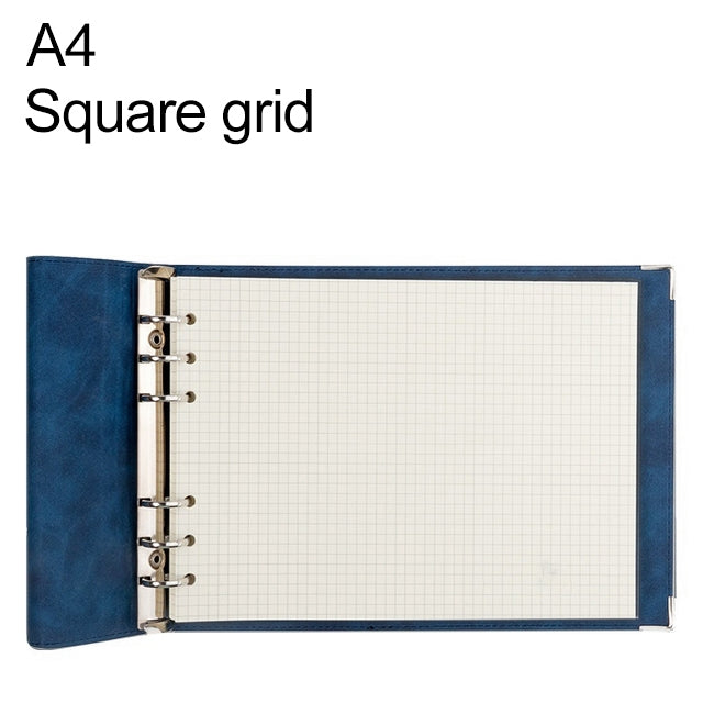 A4 Faux Leather Loose-leaf Grid Notebook, Style:Checkered Core
