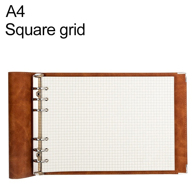 A4 Faux Leather Loose-leaf Grid Notebook, Style:Checkered Core