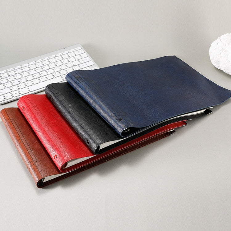 A4 Faux Leather Loose-leaf Grid Notebook, Style:Checkered Core