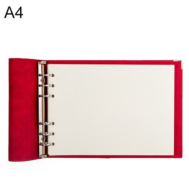 A4 Faux Leather Loose-leaf Grid Notebook, Style:Blank Inner Core