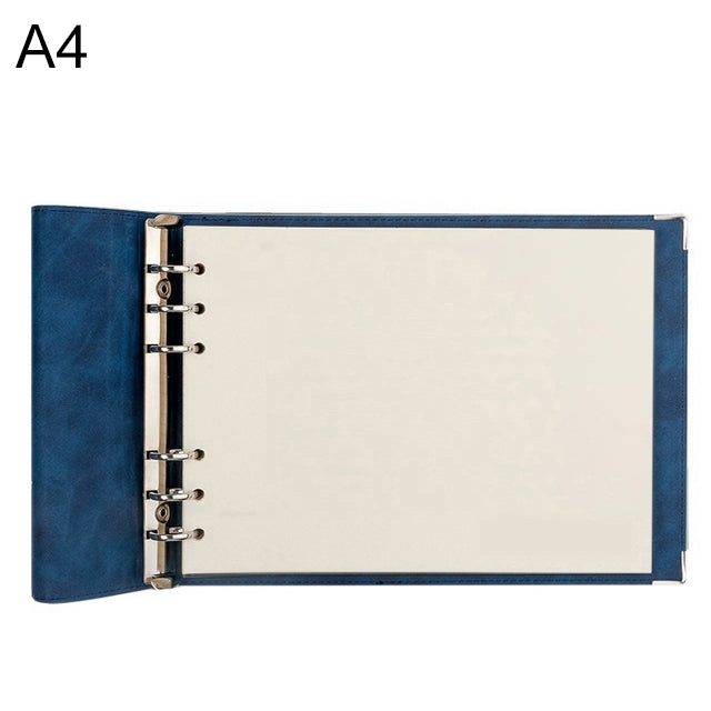 A4 Faux Leather Loose-leaf Grid Notebook, Style:Blank Inner Core