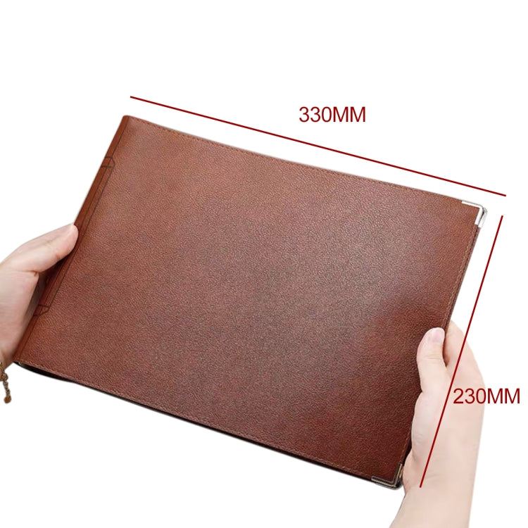 A4 Faux Leather Loose-leaf Grid Notebook, Style:Blank Inner Core