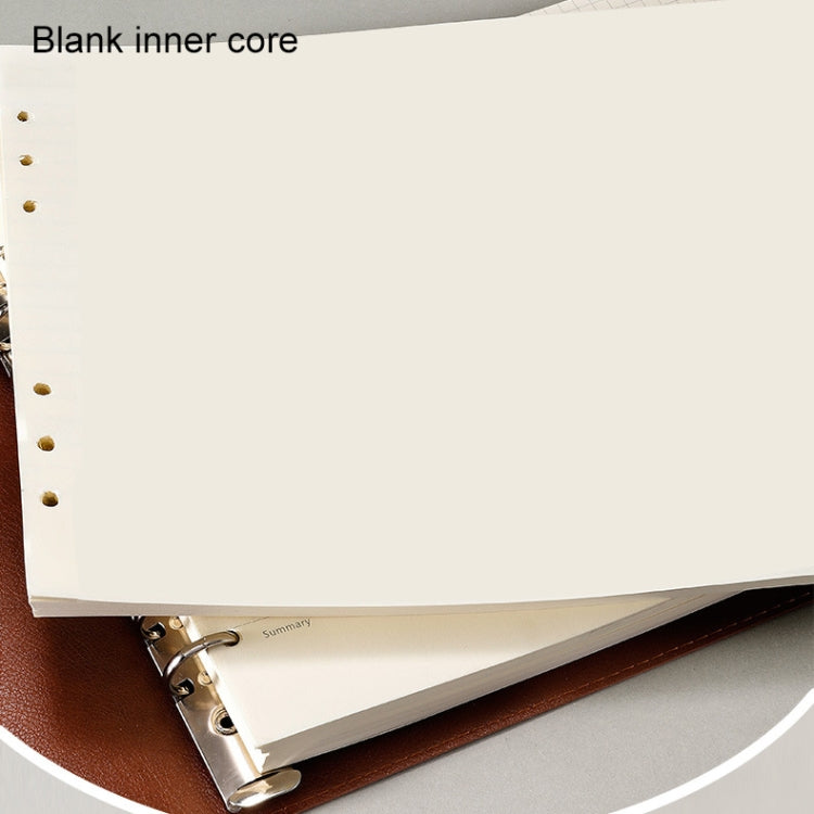 A4 Faux Leather Loose-leaf Grid Notebook, Style:Blank Inner Core