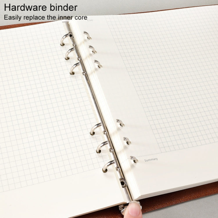 A4 Faux Leather Loose-leaf Grid Notebook, Style:Blank Inner Core