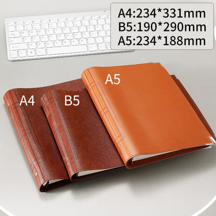 A4 Faux Leather Loose-leaf Grid Notebook, Style:Blank Inner Core