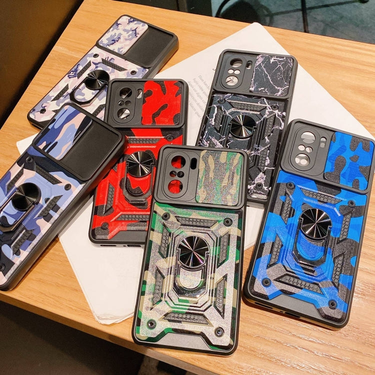 For Xiaomi Redmi K40 Pro Sliding Camera Cover Design Camouflage Series TPU+PC Protective Case