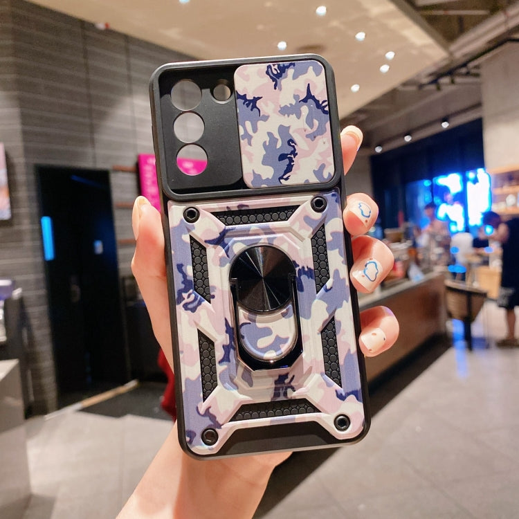 For Samsung Galaxy S21 Ultra 5G Sliding Camera Cover Design Camouflage Series TPU+PC Protective Case