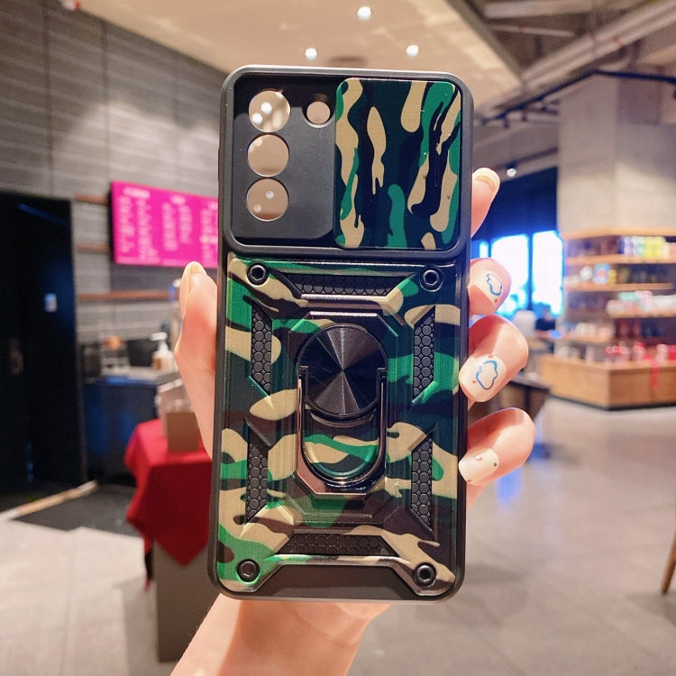 For Samsung Galaxy S21+ 5G Sliding Camera Cover Design Camouflage Series TPU+PC Protective Case