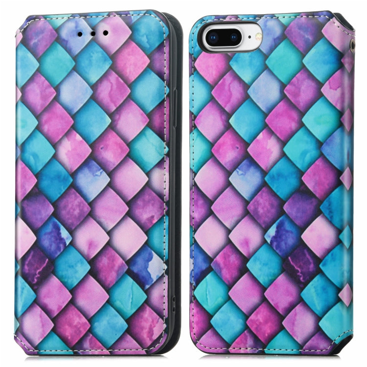 Colorful Magnetic Horizontal Flip PU Leather Case with Holder & Card Slot & Wallet For iPhone 8 Plus / 7 Plus