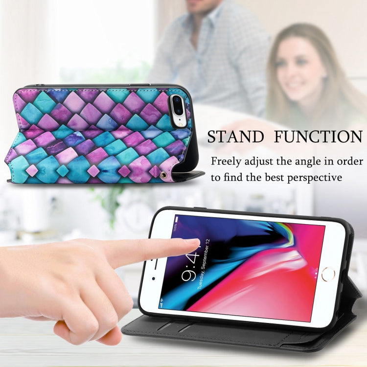 Colorful Magnetic Horizontal Flip PU Leather Case with Holder & Card Slot & Wallet For iPhone 8 Plus / 7 Plus