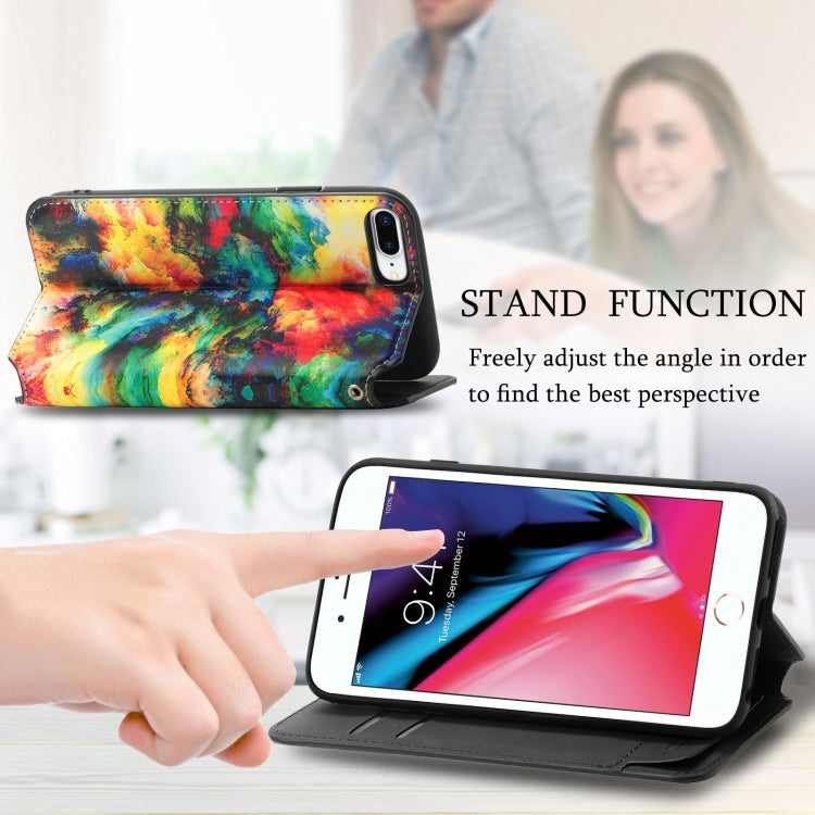 Colorful Magnetic Horizontal Flip PU Leather Case with Holder & Card Slot & Wallet For iPhone 8 Plus / 7 Plus