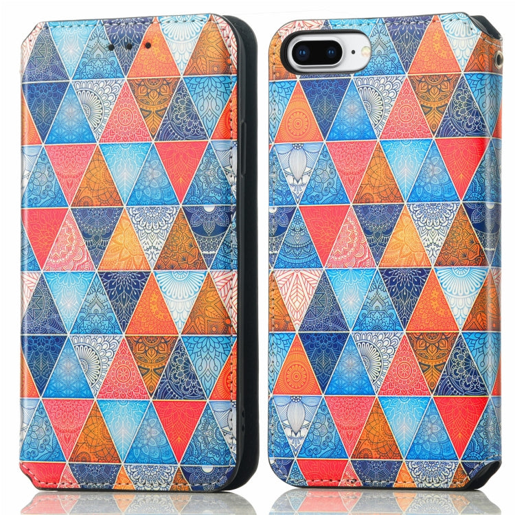 Colorful Magnetic Horizontal Flip PU Leather Case with Holder & Card Slot & Wallet For iPhone 8 Plus / 7 Plus