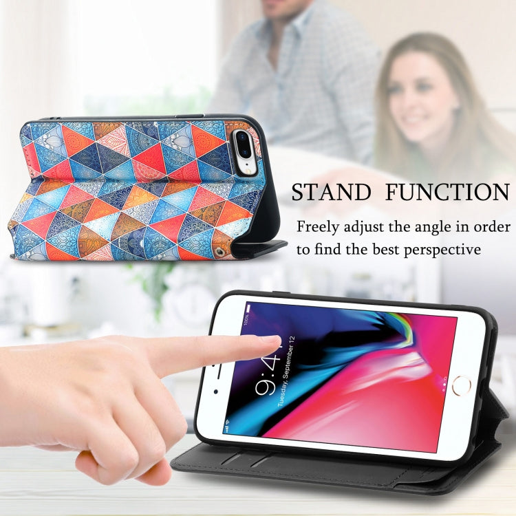 Colorful Magnetic Horizontal Flip PU Leather Case with Holder & Card Slot & Wallet For iPhone 8 Plus / 7 Plus