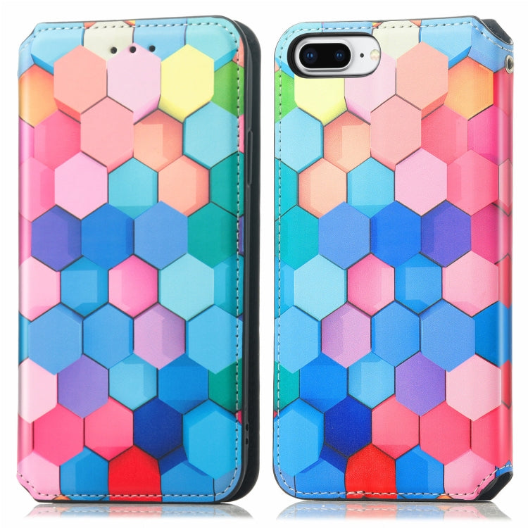 Colorful Magnetic Horizontal Flip PU Leather Case with Holder & Card Slot & Wallet For iPhone 8 Plus / 7 Plus