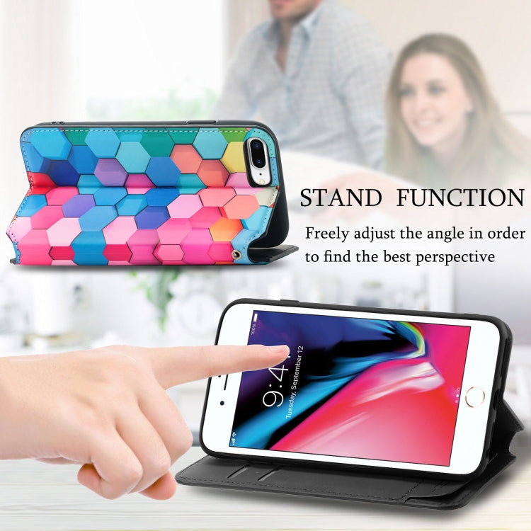 Colorful Magnetic Horizontal Flip PU Leather Case with Holder & Card Slot & Wallet For iPhone 8 Plus / 7 Plus