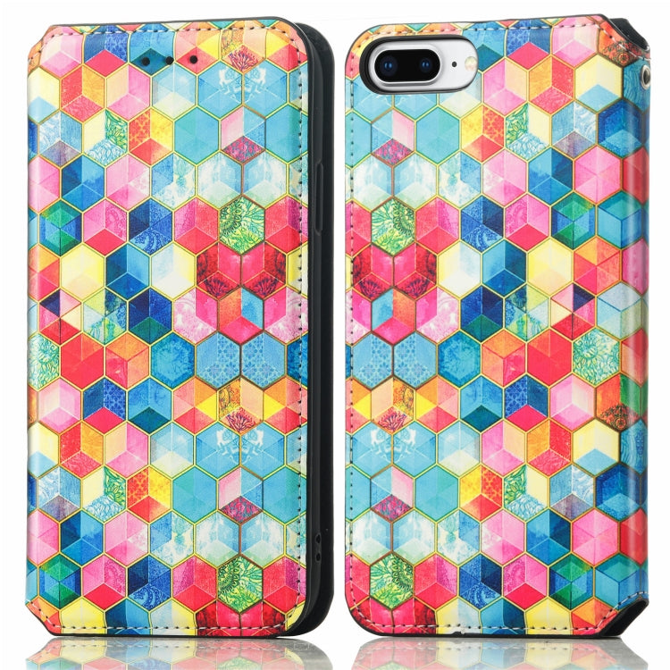 Colorful Magnetic Horizontal Flip PU Leather Case with Holder & Card Slot & Wallet For iPhone 8 Plus / 7 Plus