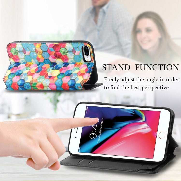 Colorful Magnetic Horizontal Flip PU Leather Case with Holder & Card Slot & Wallet For iPhone 8 Plus / 7 Plus