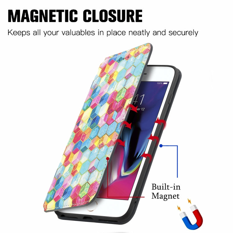 Colorful Magnetic Horizontal Flip PU Leather Case with Holder & Card Slot & Wallet For iPhone 8 Plus / 7 Plus