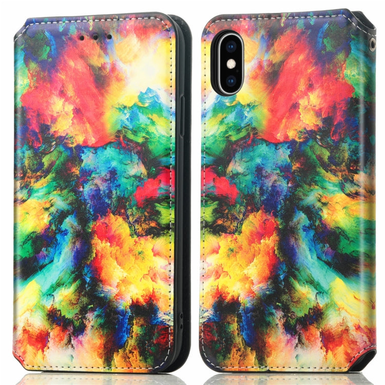 For iPhone XR Colorful Magnetic Horizontal Flip PU Leather Case with Holder & Card Slot & Wallet