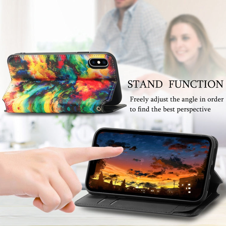 For iPhone XR Colorful Magnetic Horizontal Flip PU Leather Case with Holder & Card Slot & Wallet