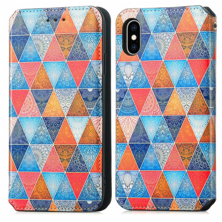 For iPhone XR Colorful Magnetic Horizontal Flip PU Leather Case with Holder & Card Slot & Wallet
