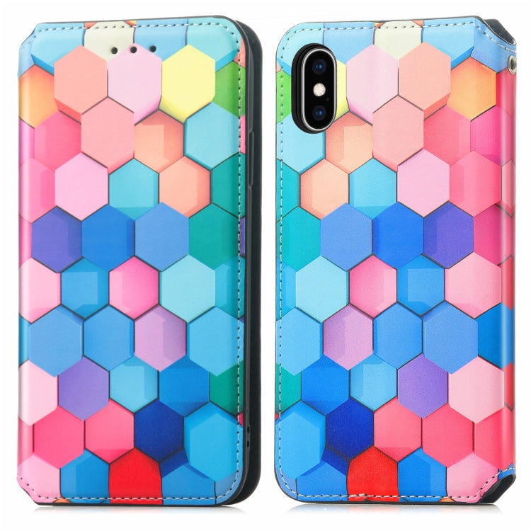 For iPhone XR Colorful Magnetic Horizontal Flip PU Leather Case with Holder & Card Slot & Wallet