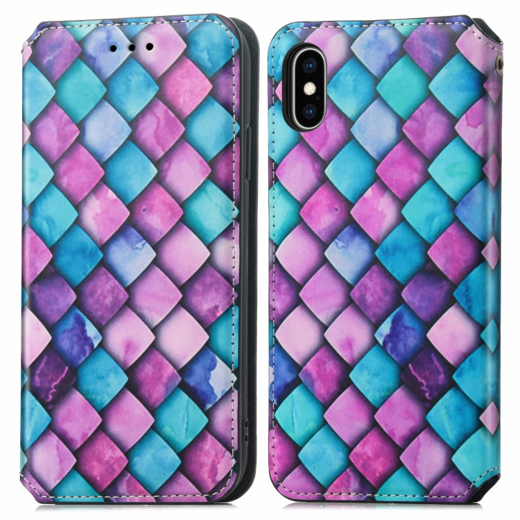 For iPhone XS Max Colorful Magnetic Horizontal Flip PU Leather Case with Holder & Card Slot & Wallet
