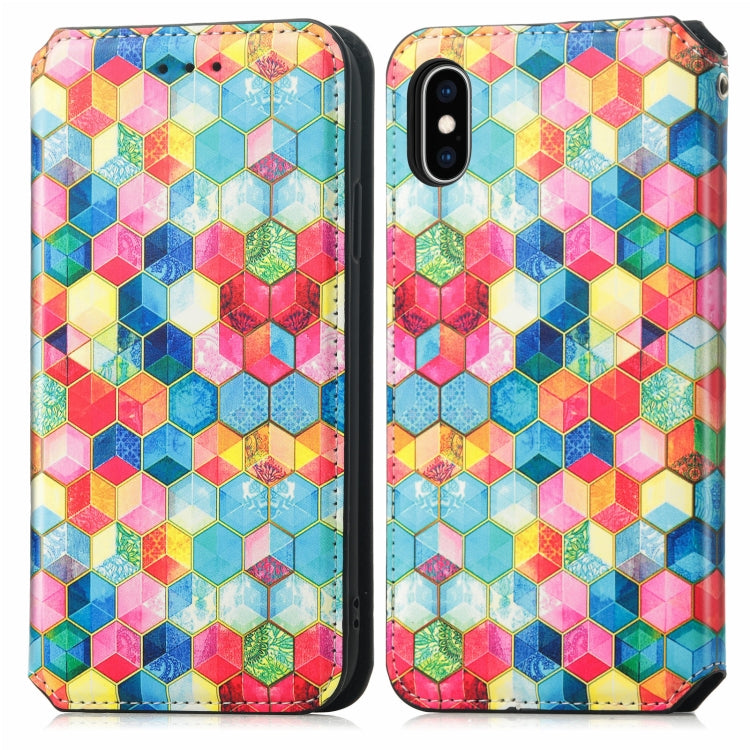 For iPhone XS Max Colorful Magnetic Horizontal Flip PU Leather Case with Holder & Card Slot & Wallet