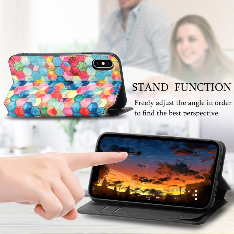For iPhone XS Max Colorful Magnetic Horizontal Flip PU Leather Case with Holder & Card Slot & Wallet