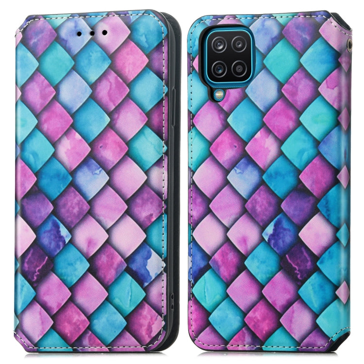 For Samsung Galaxy A12 Colorful Magnetic Horizontal Flip PU Leather Case with Holder & Card Slot & Wallet