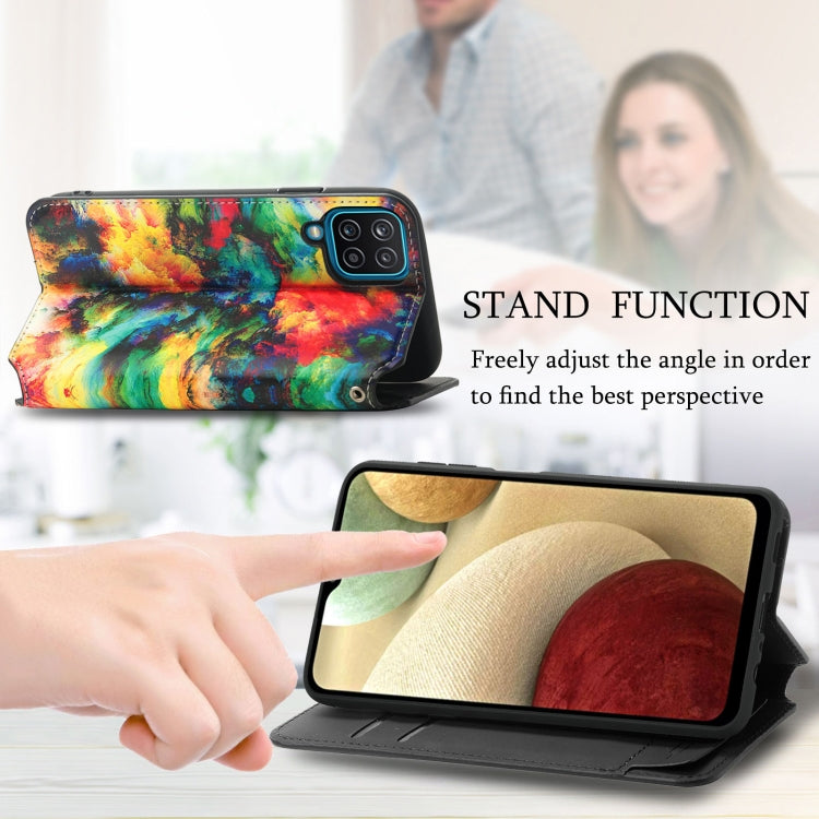 For Samsung Galaxy A12 Colorful Magnetic Horizontal Flip PU Leather Case with Holder & Card Slot & Wallet