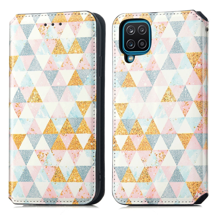 For Samsung Galaxy A12 Colorful Magnetic Horizontal Flip PU Leather Case with Holder & Card Slot & Wallet
