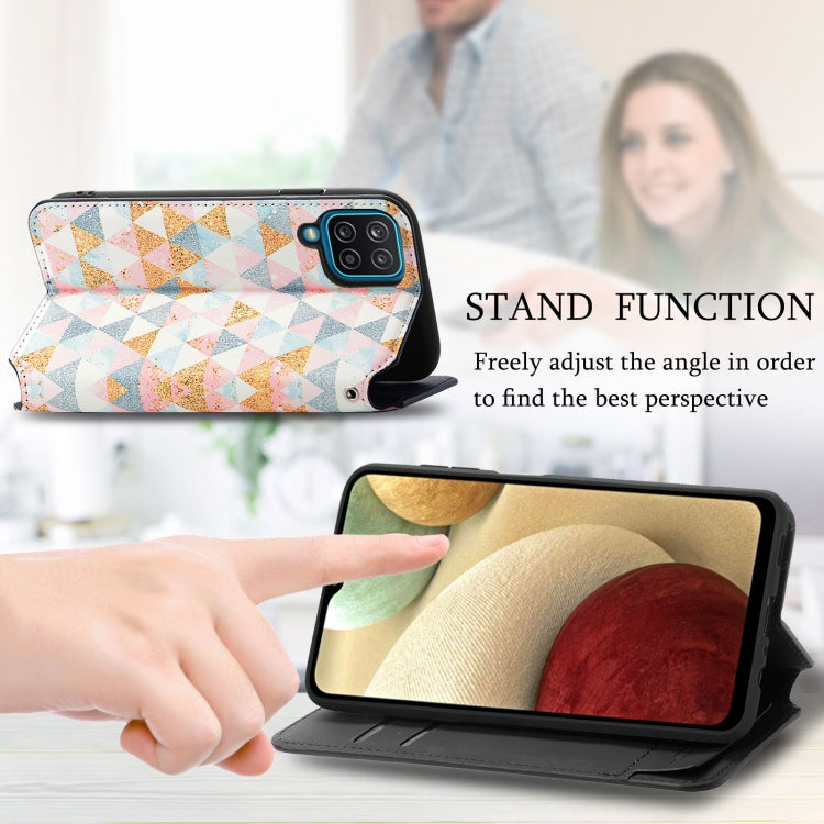 For Samsung Galaxy A12 Colorful Magnetic Horizontal Flip PU Leather Case with Holder & Card Slot & Wallet
