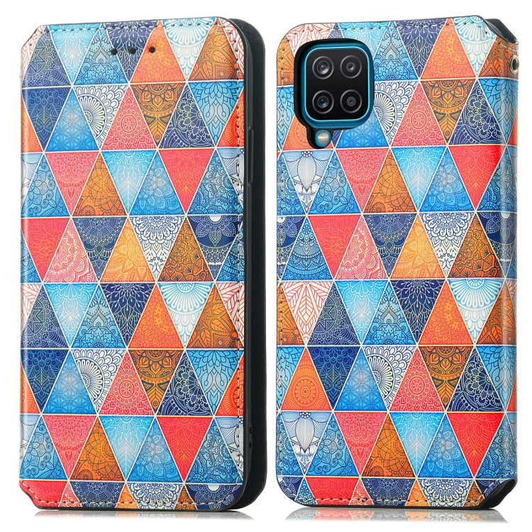 For Samsung Galaxy A12 Colorful Magnetic Horizontal Flip PU Leather Case with Holder & Card Slot & Wallet
